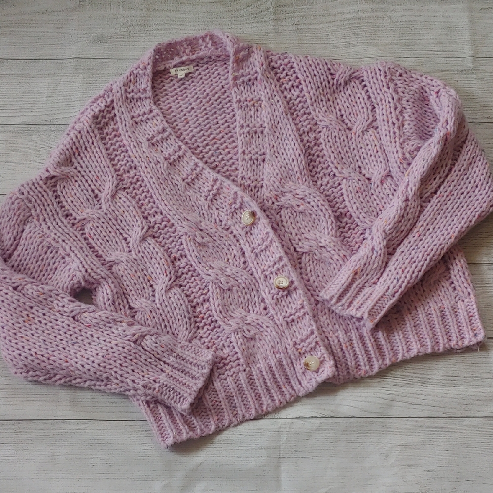 En Creme Chunky Cableknit Cardigan M/L - Picture 2 of 8